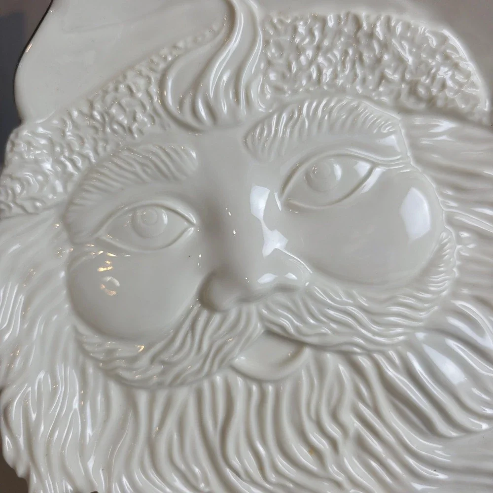 Vintage 2000s Mikasa Santa's Cookie Plate with Gold Rim includes Box
